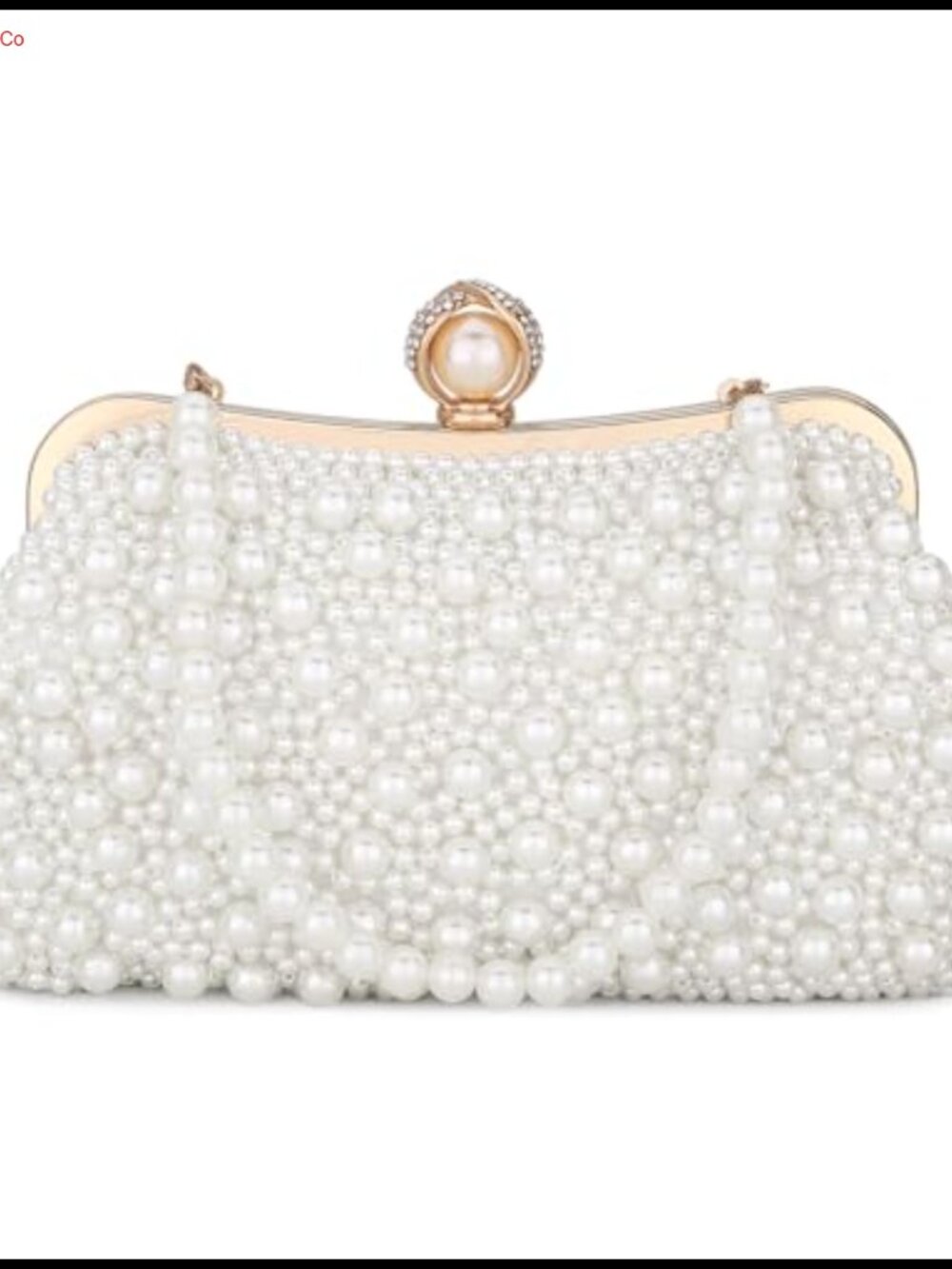 Pearl Clutch Bag Crystal Beaded Evening Bag with Pearl Chain